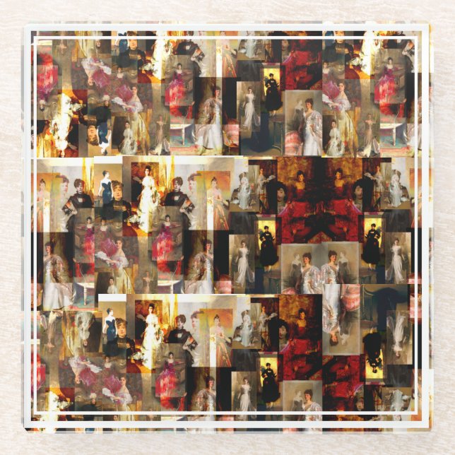 .John Singer Sargent Elegant Lady Portrait Collage Glasuntersetzer (Vorderseite)