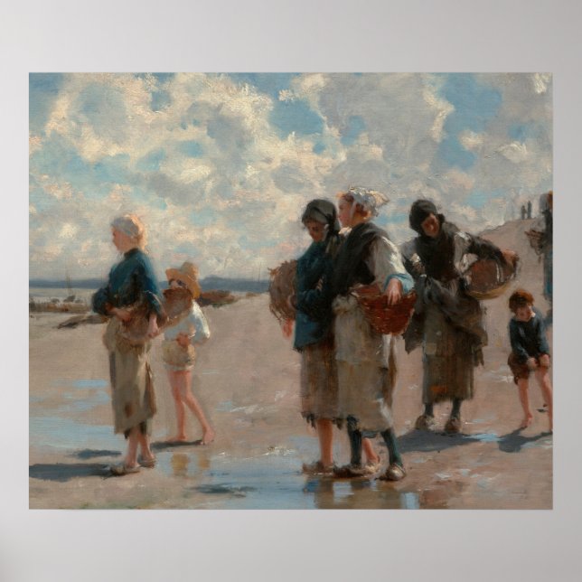 John Singer Sargent Fishing for Oysters Poster (Vorne)