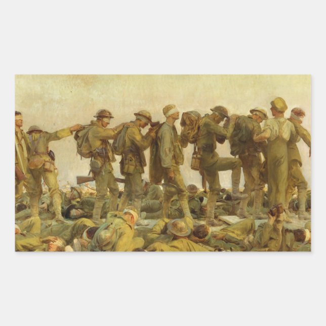 John Singer Sargent - Gassed Rechteckiger Aufkleber (Vorderseite)