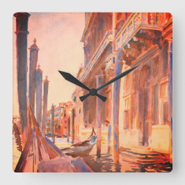 John Singer Sargent Gondola Moorings Venice Quadratische Wanduhr