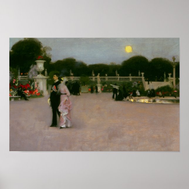 John Singer Sargent - In den Luxembourg Gärten Poster (Vorne)