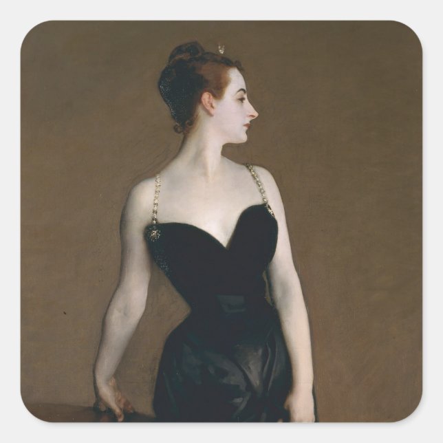 John Singer Sargent Madame X Classic Portrait Quadratischer Aufkleber (Vorderseite)
