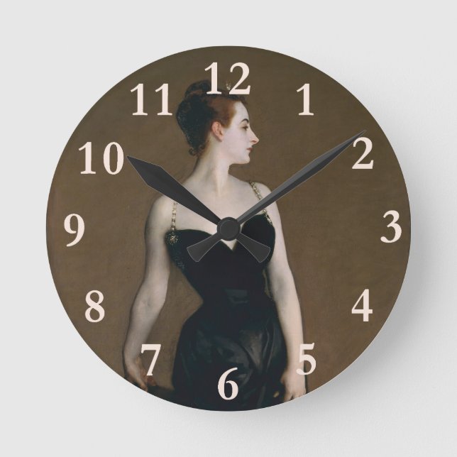 John Singer Sargent Madame X Classic Portrait Runde Wanduhr (Vorderseite)
