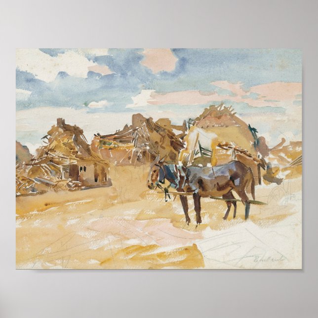 John Singer Sargent - Mules and Ruins Poster (Vorne)