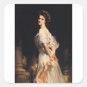 John Singer Sargent - Nancy Astor - Fine Art Quadratischer Aufkleber