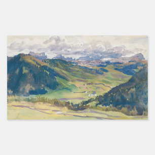 John Singer Sargent - Open Valley, Dolomiten Rechteckiger Aufkleber