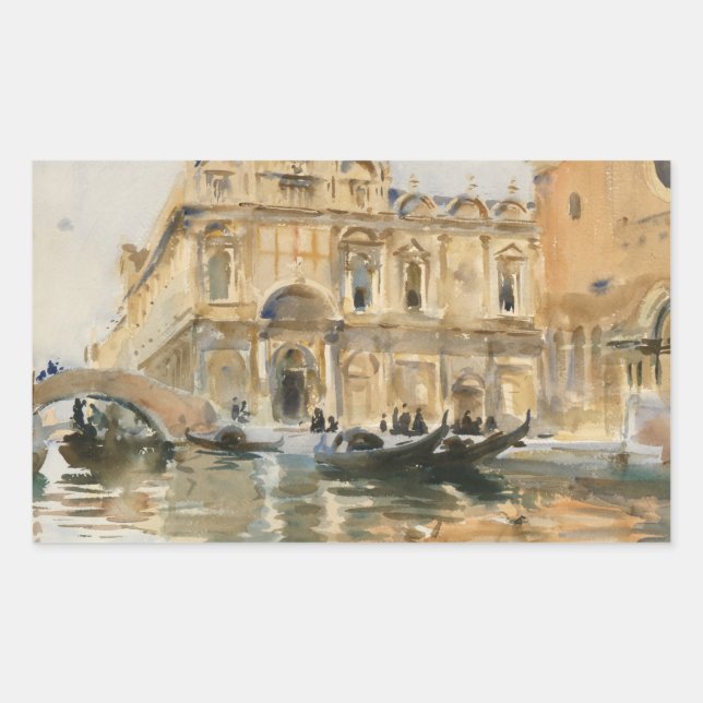 John Singer Sargent - Rio dei Mendicanti, Venedig Rechteckiger Aufkleber (Vorderseite)
