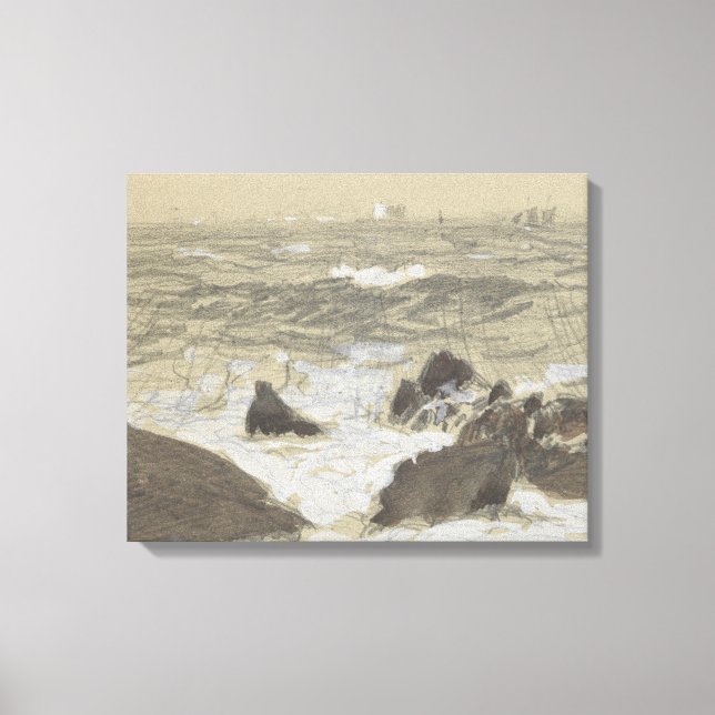 John Singer Sargent - Waves Breaking on Rocks Leinwanddruck (Vorderseite)
