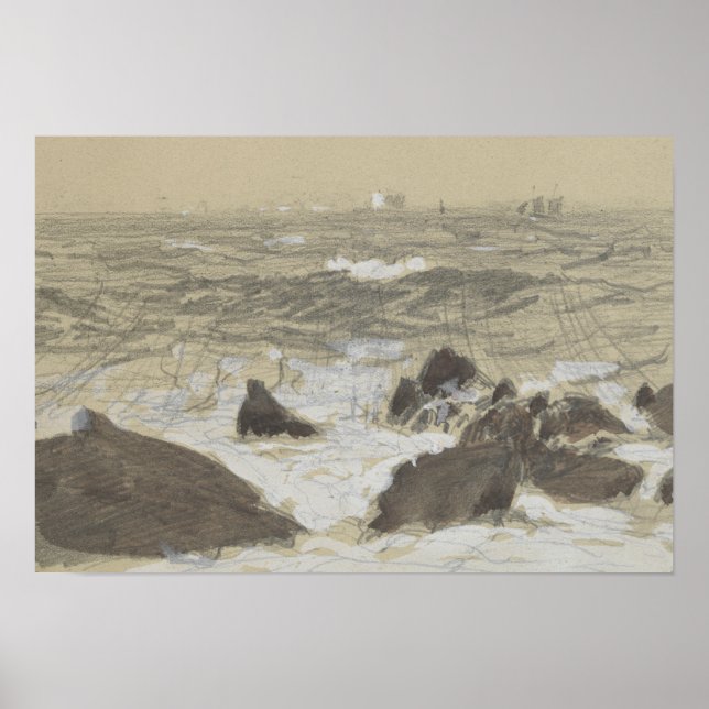 John Singer Sargent - Waves Breaking on Rocks Poster (Vorne)