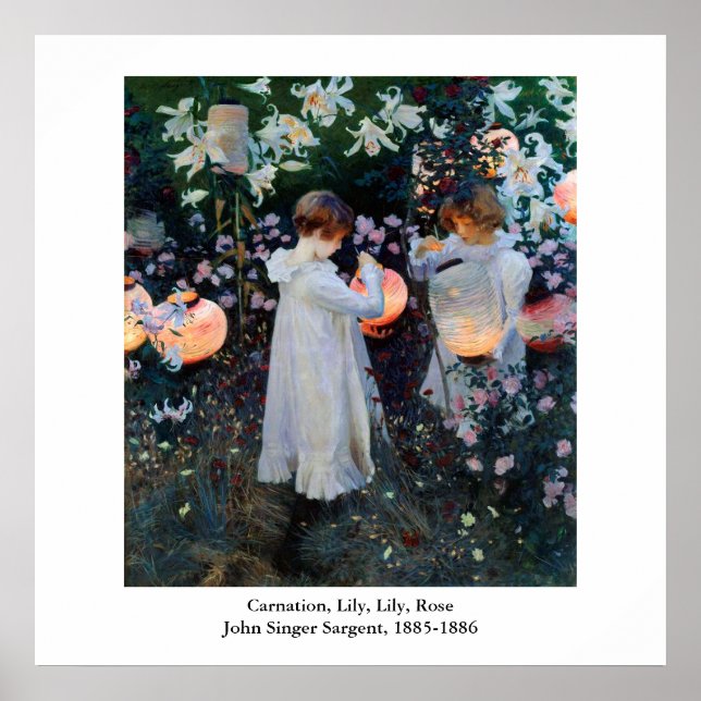 John Singer Sargent's Carnation, Lily, Lily, Rose Poster (Vorne)