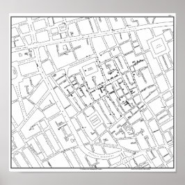 John Snow: Cholera Map of London, 1854 Poster
