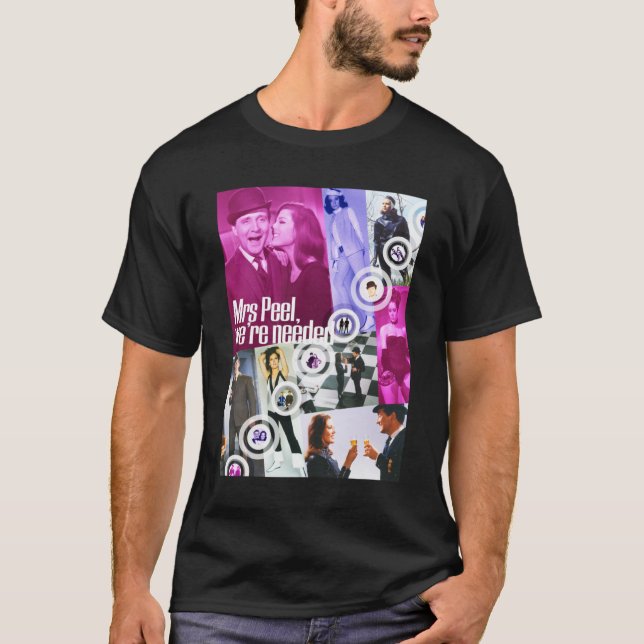 JOHN STEED und MRS EMMA PEEL 1960er SPYFi Pop Art T-Shirt (Vorderseite)