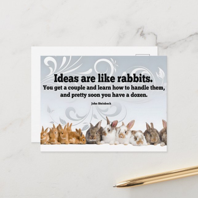 John Steinbeck Inspirational Zitat "Ideen" Postkarte (Vorderseite/Rückseite Beispiel)