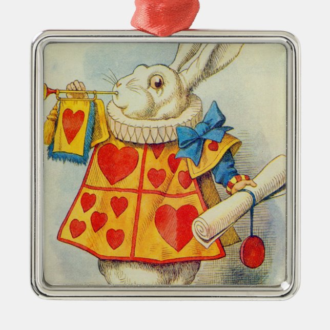 John Tenniel | Weißes Kaninchen Silbernes Ornament (Vorne)