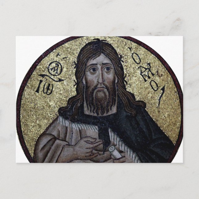 John the Baptist Byzantinisch-orthodoxe Mosaik-Sym Postkarte (Vorderseite)