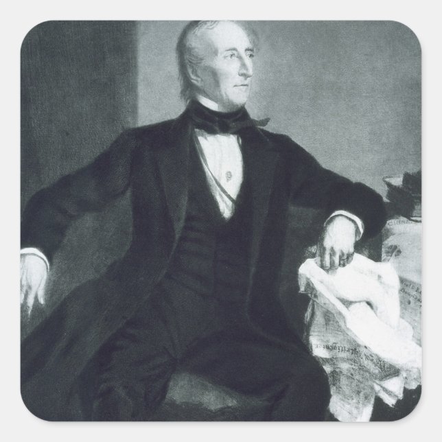 John Tyler, 10. Präsident der Vereinigten Staaten  Quadratischer Aufkleber (Vorderseite)
