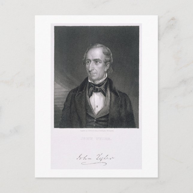 John Tyler, eingraviert von John B. Forrest (1814- Postkarte (Vorderseite)