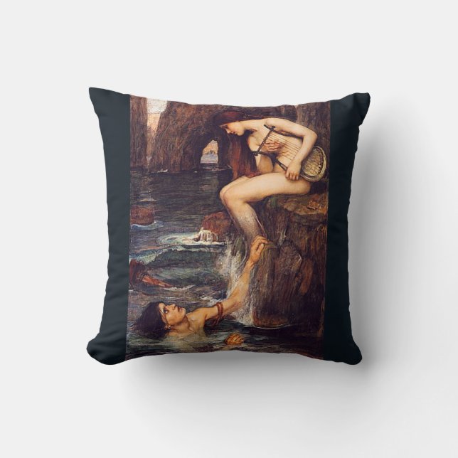 John W. Waterhouse Pre-Raphaelite Siren Pillow Kissen (Vorderseite)