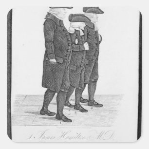 John Wesley, der in Edinburgh zwischen James geht Quadratischer Aufkleber