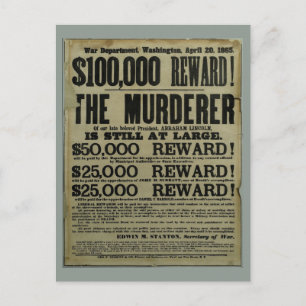 John Wilkes Booth Lincoln-Mordplakat Postkarte