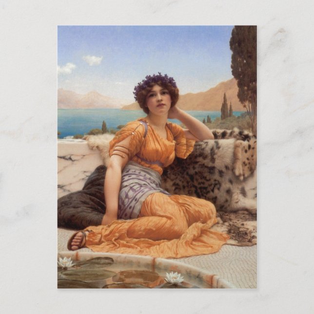 John William Godward mit Violets Wreathed und Rob Postkarte (Vorderseite)