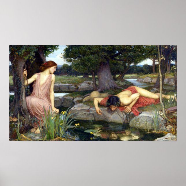 John William Waterhouse Echo und Narcissus Poster (Vorne)