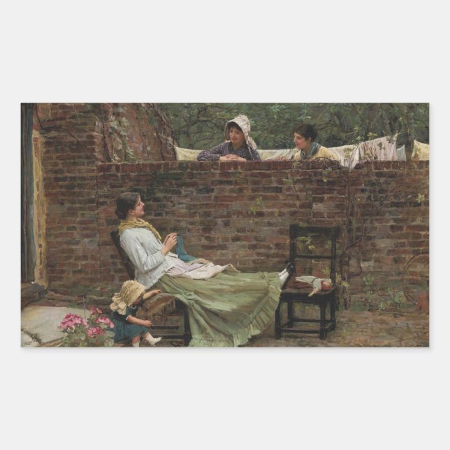 John William Waterhouse - Gute Nachbarn Rechteckiger Aufkleber (Vorderseite)