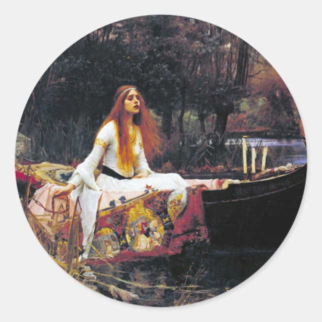 John William Waterhouse The Lady of Shalott Runder Aufkleber (Vorderseite)