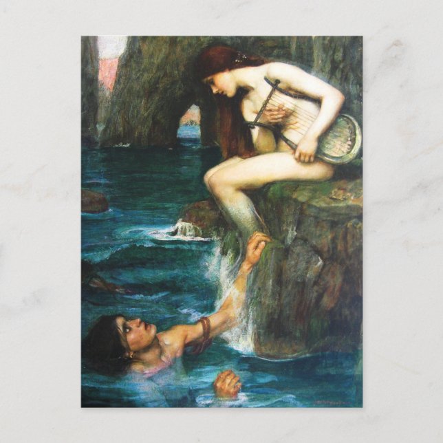 John William Waterhouse The Siren Postcard Postkarte (Vorderseite)