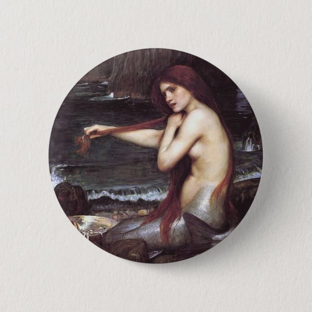 John Wm. Waterhouse Mermaid Button (Vorderseite)