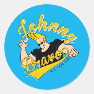 Johnny Bravo Athletic Graphic Runder Aufkleber