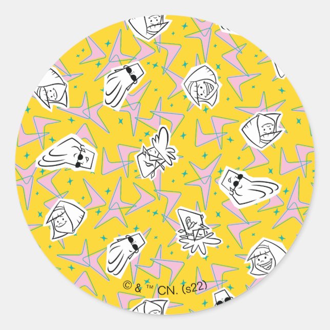 Johnny Bravo Characters Pattern Runder Aufkleber (Vorderseite)