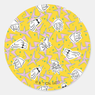 Johnny Bravo Characters Pattern Runder Aufkleber