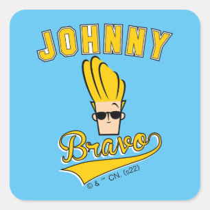 Johnny Bravo Collegiate Graphic Quadratischer Aufkleber