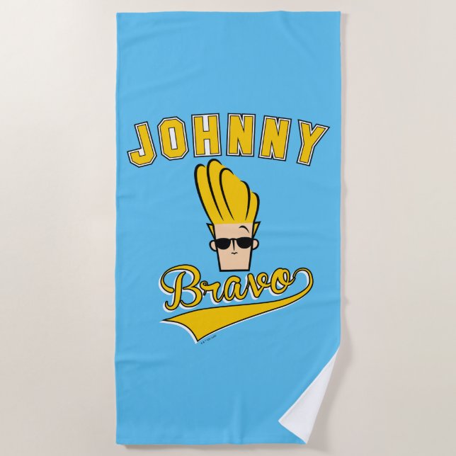 Johnny Bravo Collegiate Graphic Strandtuch (Vorderseite)