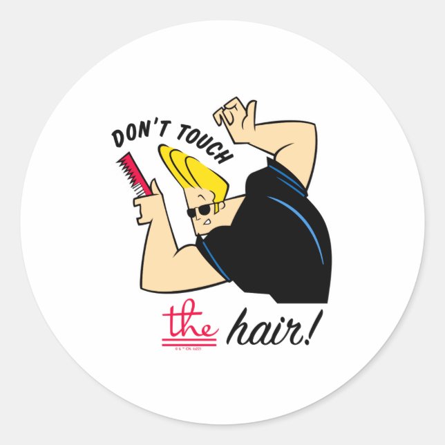 Johnny Bravo Comb Dont Touch The Hair  Runder Aufkleber (Vorderseite)