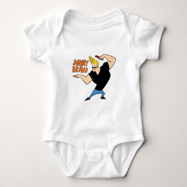 Johnny Bravo Combing Hair Baby Strampler (Vorderseite)