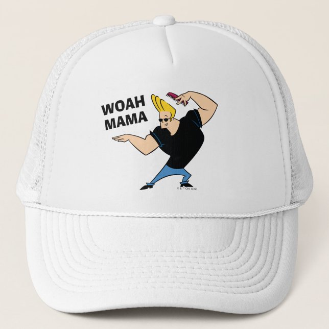 Johnny Bravo Combing Hair Truckerkappe (Vorderseite)