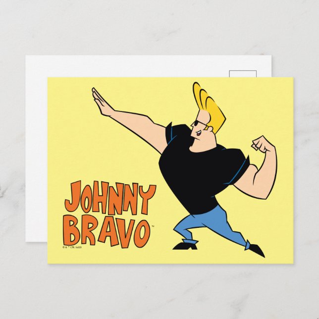 Johnny Bravo Flexing Postkarte (Vorne/Hinten)