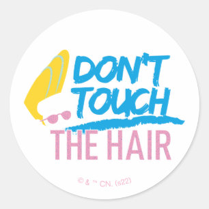Johnny Bravo - Keine Touch der Haargrafik Runder Aufkleber
