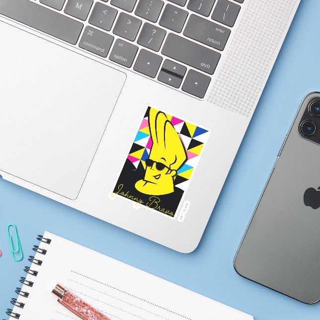 Johnny Bravo Pop Art Graphic Aufkleber (Laptop mit iPhone)