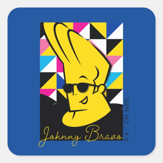 Johnny Bravo Pop Art Graphic Quadratischer Aufkleber (Vorderseite)