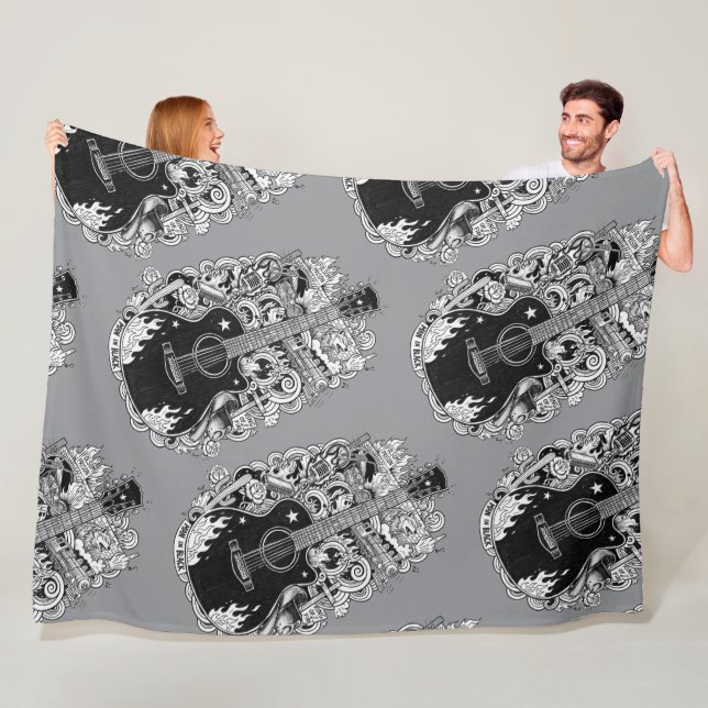 Johnny Cash Inspired Guitar Blanket Fleecedecke (Beispiel)