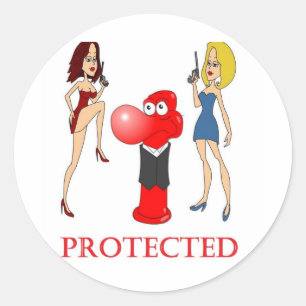Johnny Condom Protected Runder Aufkleber