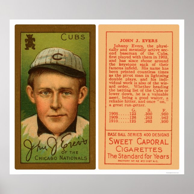 Johnny Evers Cubs Baseball 1911 Poster (Vorne)