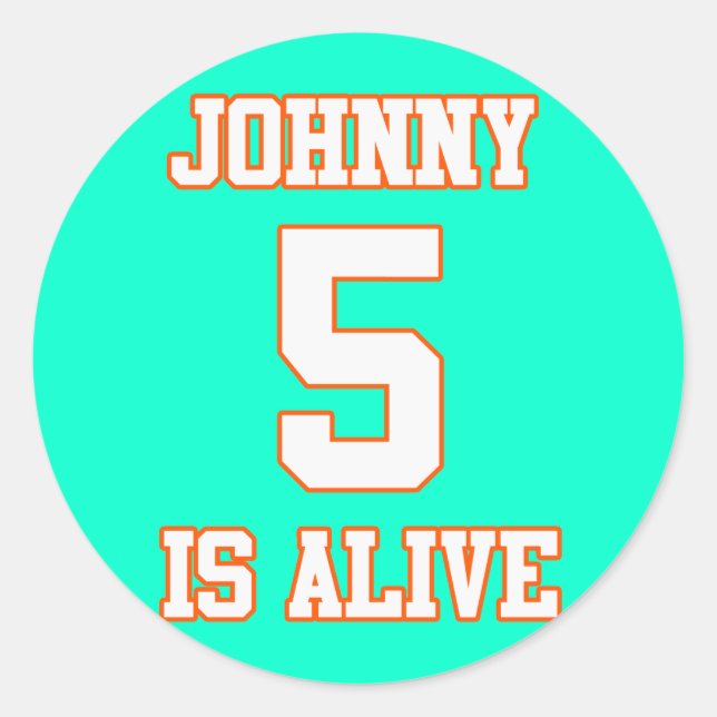 Johnny Five lebt Runder Aufkleber (Vorderseite)