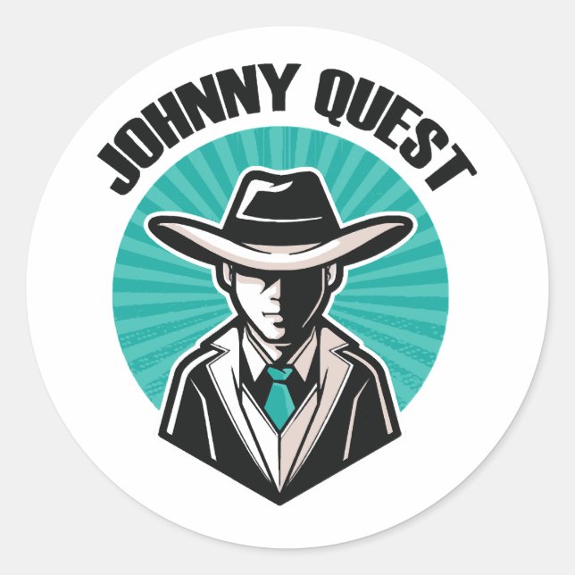 Johnny Quest Runder Aufkleber (Vorderseite)