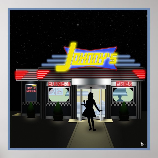 Johnny's Curb Service Retro Drive in Poster (Vorne)