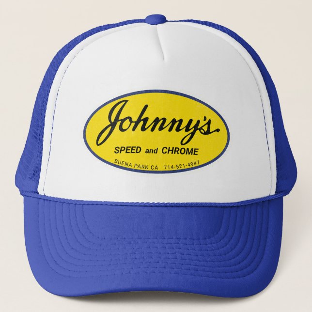 Johnny's Speed and Chrome Vintag Truckerkappe (Vorderseite)