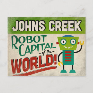 Johns Creek Georgia Roboter - Lustiges Vintage Postkarte